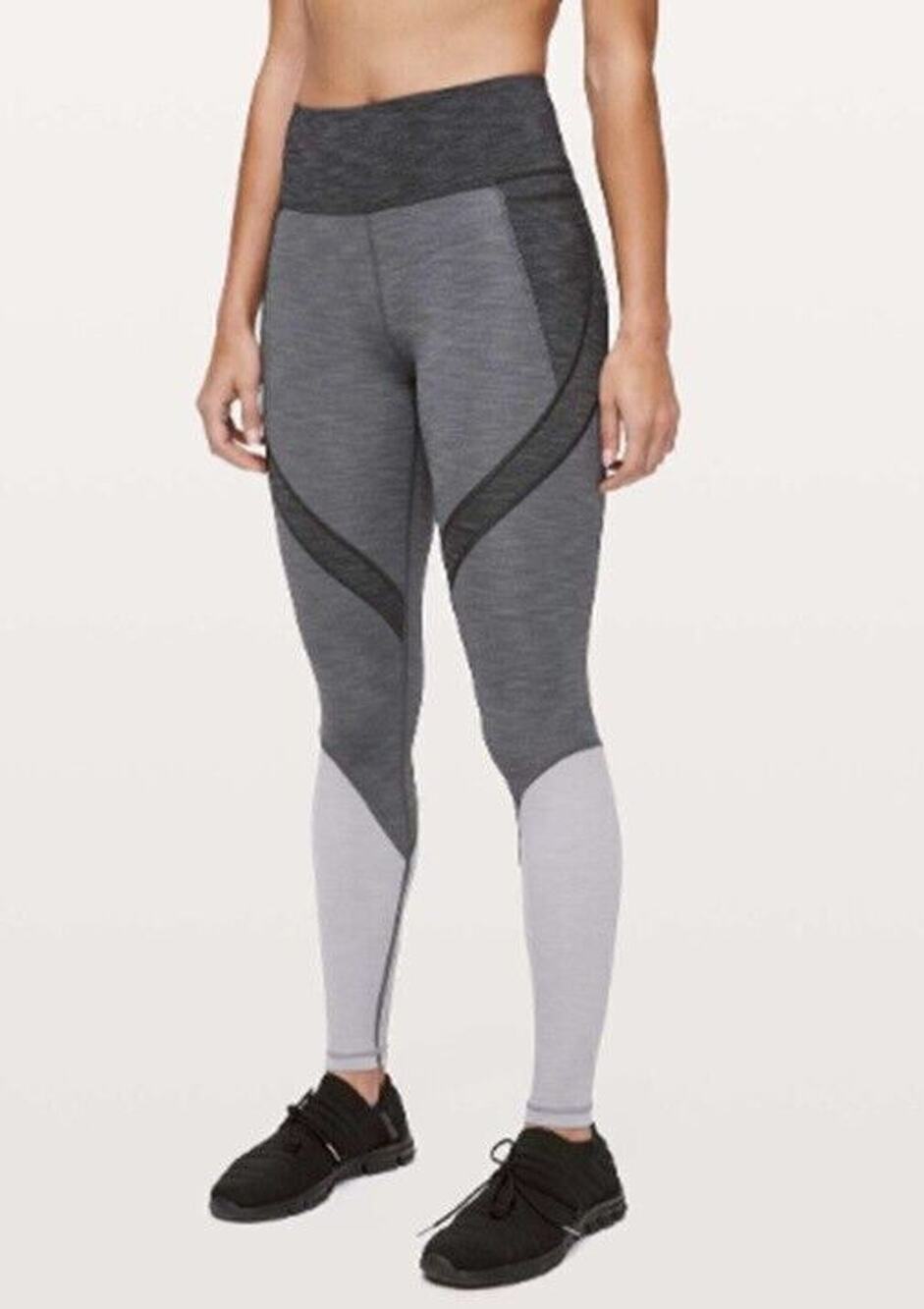 Lululemon 6 Early Extension High Rise Leggings Heathered Black Titanium Gray